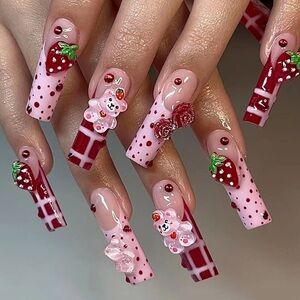 3D Strawberry Nails